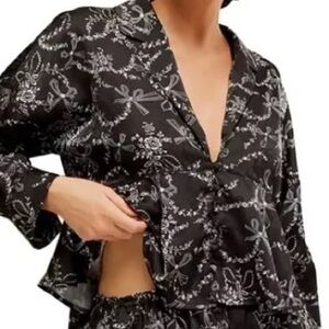 Intimately by Free People Black Floral Pajama Top